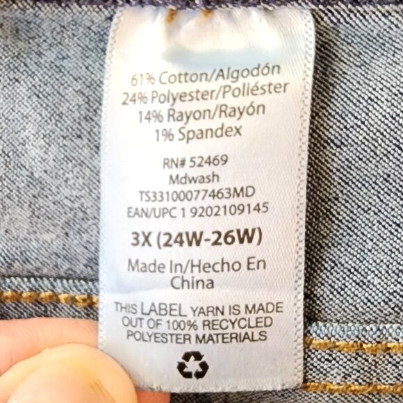 Terra & Sky Blue Faded Stretch Waist Plus Size Jeans Size 3X - Picture 6 of 11